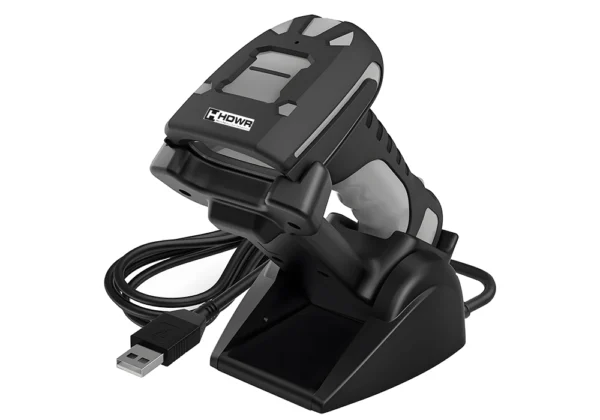 Skaner przemysłowy kodów QR i kreskowych, czytnik WIFI Bluetooth ze stacją dokującą i podstawką w jednym HD9100B