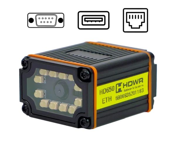 Czytnik QR i kodów kreskowych z modułem TCP/IP skaner przemysłowy stacjonarny IP65 na linie produkcyjne HD650-ETH