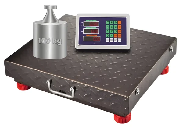 Waga platformowa magazynowa do 100 kg, wyświetlacz LCD, dokładność pomiaru 20 g, akumulator 4Ah, bezprzewodowa łączność ekranu z platformą ważącą wagPRO-W100